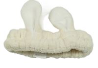 Smetanová chlupatá kosmetická čelenka s oušky Mumuso 