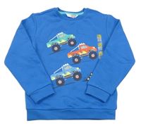 Nové - Modrá mikina s monster truck M&S