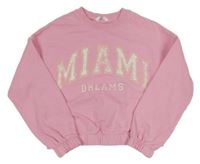 Světlerůžová crop mikina s nápisem M&S