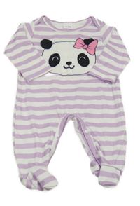 Lila-bílý pruhovaný overal s pandou 