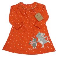Nové - Červené bavlněné šaty s myškami Baby Boden