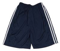 Tmavomodré sportovní kraťasy s pruhy 