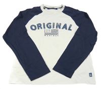 Bílo-tmavomodré triko s nápisem Original Marines