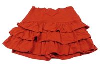 Červená bavlněná sukně se všitými kraťasy a volánky New Look 