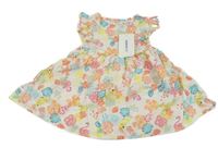 Nové - Bílé plátěné šaty s plameňáky a květy LC Waikiki