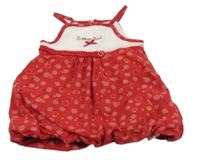 Červeno-bílé puntíkované bavlněné šaty 