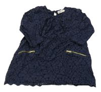 Tmavomodré krajkové šaty H&M