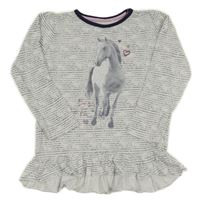 Bílo-tmavomodrá peplum tunika s koníkem Topolino