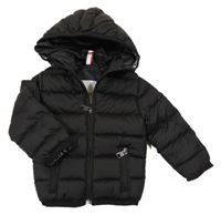 Černá šusťáková prošívaná zimní bunda s kapucí Moncler