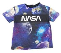 Černo-fialovo-safírové tričko s planetami a nápisem - NASA Next