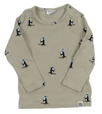 Šedobéžové žebrované triko s tučňáčky F&F