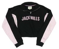 Černo-světlerůžová crop mikina s logem Jack Wills 