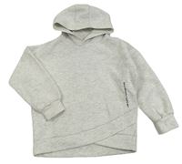 Světlešedo-bílá melírovaná oversize mikina s nápisem a kapucí F&F