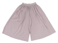 Světlerůžovo-stříbrné plisované široké culottes kalhoty Tu