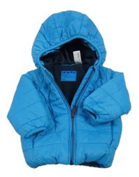 Modrá prošívaná šusťáková zateplená bunda s kapucí C&A