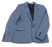 Modré melírované lněné sako H&M
