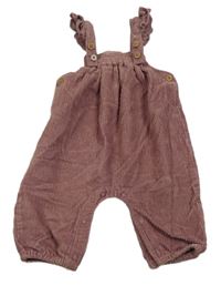 Starorůžové manšestrové laclové kalhoty s volánky Next