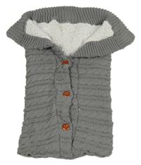 Šedý melírovaný vzorovaný žebrovaný pletený zateplený fusak