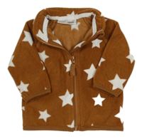 Hnědá fleecová propínací mikina s bílými hvězdičkami Ergee