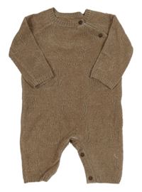 Hnědý melírovaný žinylkový overal s perforovanými medvídky George