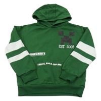 Tmavozelená mikina s Minecraft a kapsou a bílými pruhy a kapucí PRIMARK
