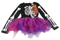 Nové - černo-tmavorůžovo-fialové šaty s kostmi a tylem Morrisons