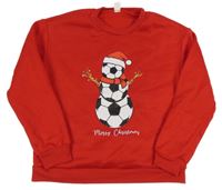 Červená vánoční teplá mikina se sněhuláčkem z míčů SHEIN