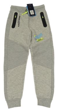 Nové - šedo-černé melírované tepláky s nápisy PRIMARK