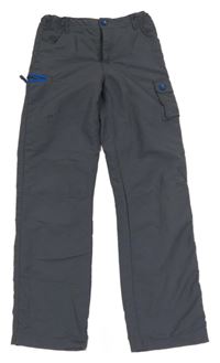 Tmavošedé kostkované cargo šusťákové outdoorové podšité kalhoty TRESPASS