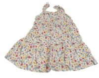 Bílé letní šaty s kytičkami a volánky PRIM ARK