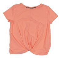 Neonově korálové melírované tričko s překřížením C&A