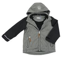 Šedo-černá melírovaná šusťáková jarní bunda s kapucí H&M