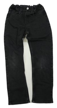 Černé slim fit teplákové rifle H&M