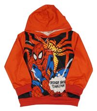 Červeno-černá mikina se Spider-manem a kapucí 