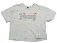 Šedé melírované crop tričko s nápisy New Look