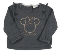 Tmavošedá mikina s Minnie a volánky Disney