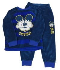 Petrolejovo-safírové chlupaté pyžamo s Mickeym Disney