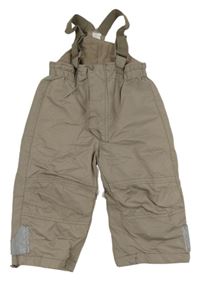 Hnědé šusťákové zateplené laclové kalhoty H&M