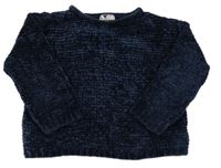 Tmavomodrý žinylkový svetr Pocopiano