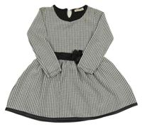 Světlešedo-černé vzorované šaty s květinou