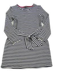 Tmavomodro-bílé pruhované šaty s páskem Primark