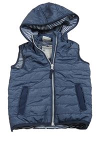 Tmavomodrá melírovaná šusťáková zateplená vesta s kapucí Topomini