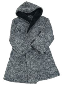 Tmavomodrý melírovaný chlupatý župan s kapucí Nutmeg