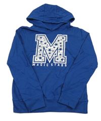 Safírová mikina s písmenem s hvězdami a kapucí Y.F.K.