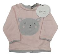 Nové - Světlerůžový svetr s medvědem Absorba