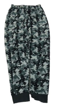 Šedo-černé vzorované plyšové pyžamové kalhoty C&A