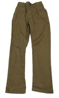 Hnědé plátěné chino kalhoty Next