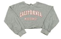 Šedá melírovaná crop mikina s nápisem Shein