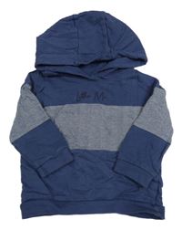 Tmavomodro-vzorovaná mikina s nápisem a kapucí Matalan