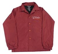 Vínová šusťáková jarní bunda s nápisem